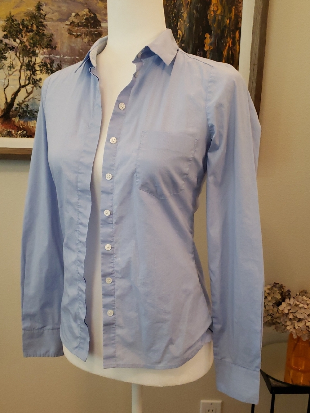 H&M Women's 2. Blue Plaid Button Up Collared Shirt